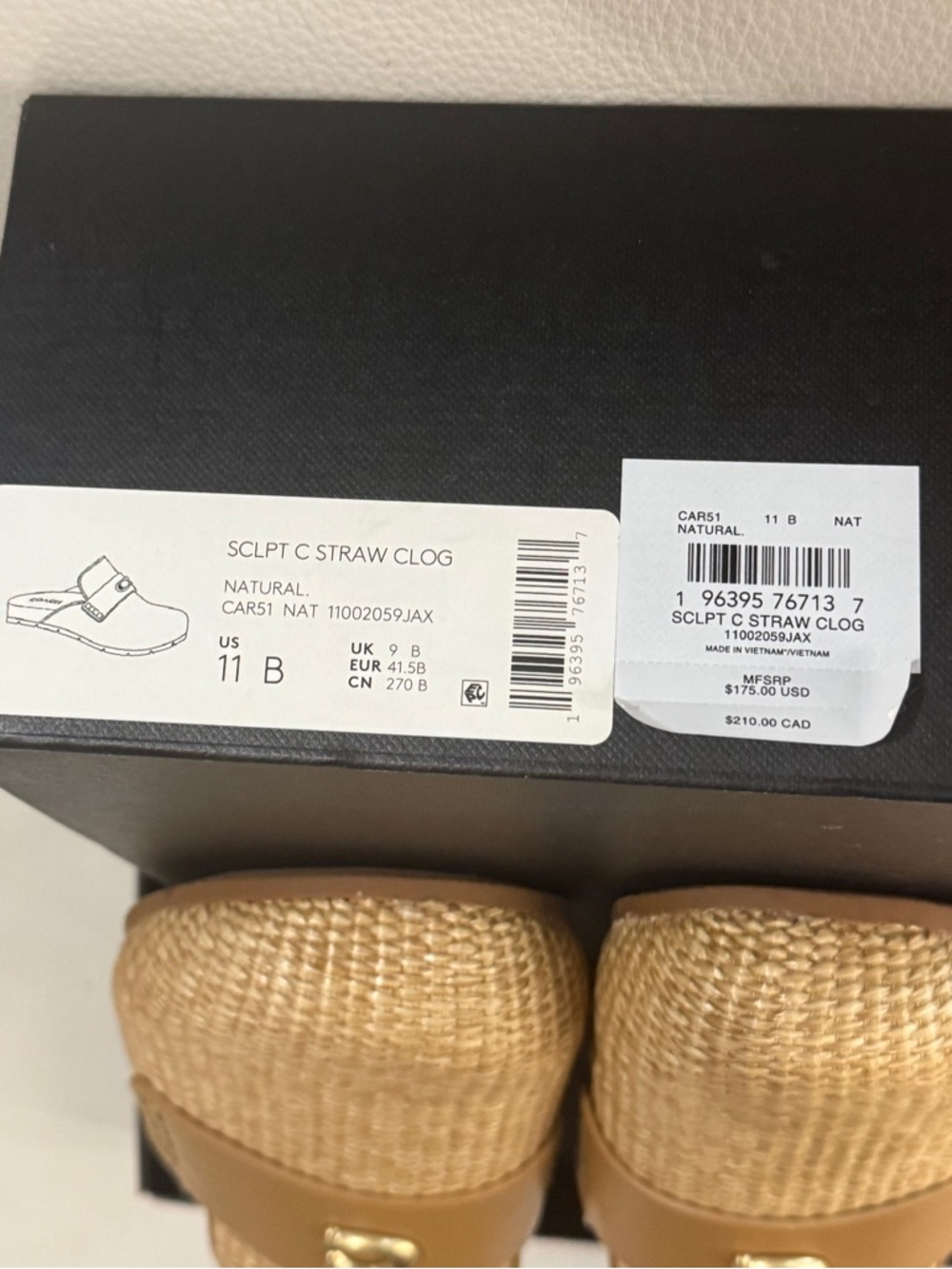 🤎 Coach Bag Natural Tan Straw Raffia Gold & Leather Slip-On Mule Clog Sneaker 11 - Picture 12 of 12